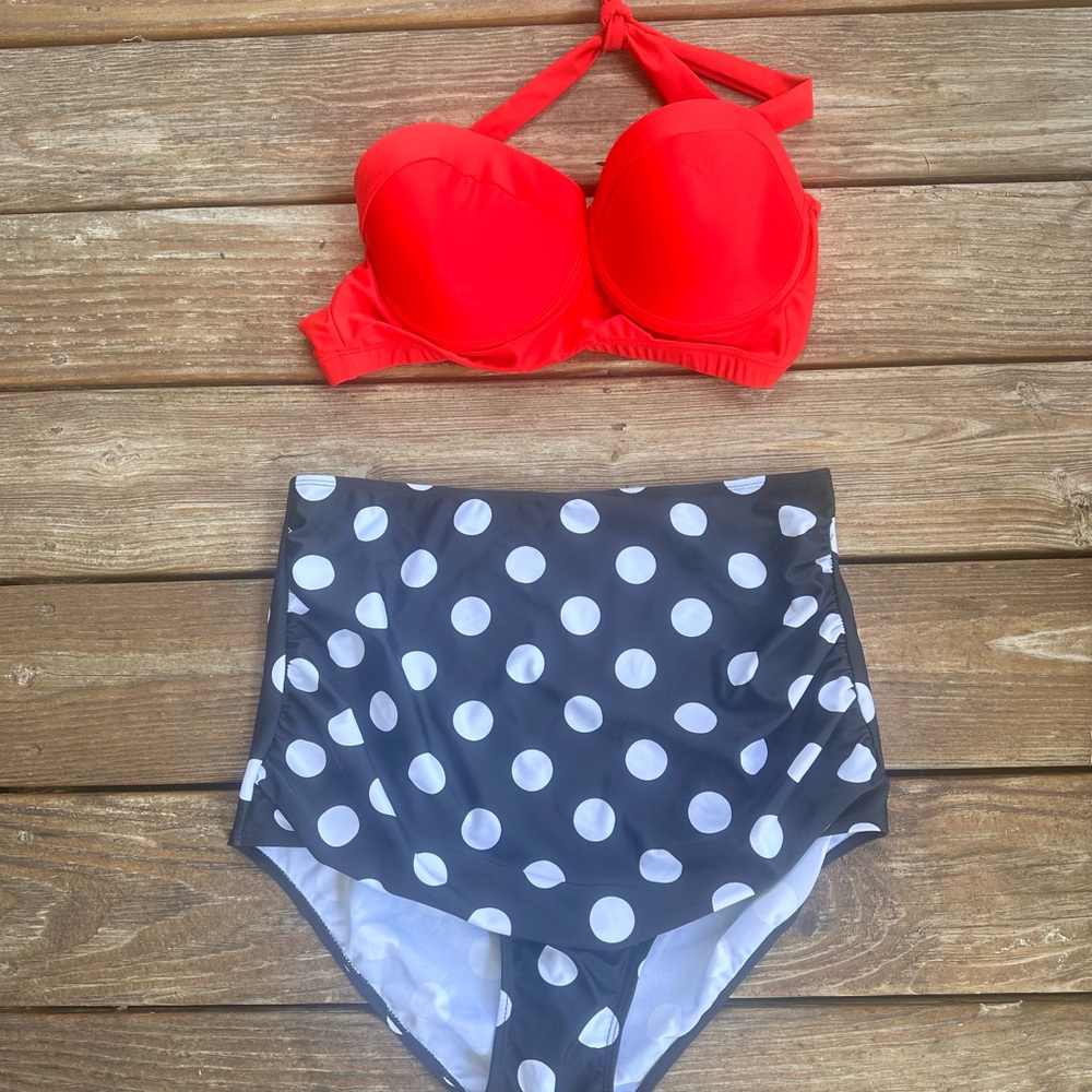 Boutique Black and White Polka Dot Swimwear size 4X